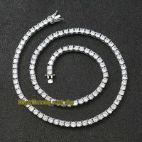 Wholesale European and American hip hop mm Silvery CZ Diamonds tennis chain mens Iced Out diamond bracelet necklace couple tennis chain eternity