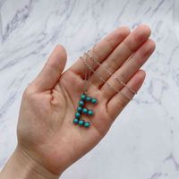 Wholesale antique sier letter pendant alphabet charm CUSTOM turquoise beads initial necklace
