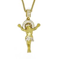 Wholesale Jesus Fashion Diamond Gold Christ Head Religious Jewelry Hip Hop Crucifixion Pendant Necklace