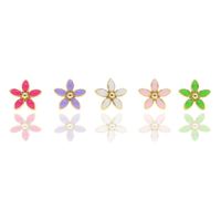 Wholesale Stud Summer Selling Bloom Flower Earring Gold Color Colorful Enamel Cute Lovely Small For Girl