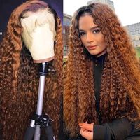 Wholesale 5 Silk Base Curly Wig Ombre Brown Blonde Lace Front Human Hair Wigs Remy Peruvian Lace Frontal Wig Density