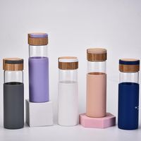 Wholesale 520ml Borosilicate Glass Water Bottles Bamboo Lids and Silicone Sleeve Leak Proof Sports Outdoor Water Bottle seaway RRF13301