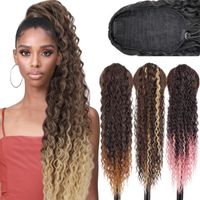 Wholesale Synthetic Wigs Curly Ponytail Inch CM Clip In Hair Long Ombre Wrap Around Fake Black Pony Tail