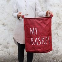 Wholesale Storage Boxes Bins Foldable Round Laundry Hamper Basket Bag Red