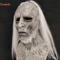 Wholesale Cosmask White Hair Night King Halloween Realistic Scary Cosplay Costume Latex Party Mask