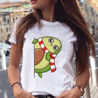 Wholesale Women s T Shirt Merry Christmas Avocado Fruit s Style Holiday Year Printed Tops Tee Clothes Tshirt Women Female Cartoon Graphic
