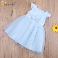 Wholesale Ma Baby M Y Summer Toddler Baby Kid Girls Tutu Dress Princess Bow Pearl Ball Gown Dresses Party Costumes Pink Blue Orange G1218