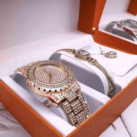 Wholesale 2021 New Necklace Bracelet Watch Box Foreign Trade Watch Ladi Fashion Casual Diamond Wrist Watch Set