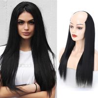 Wholesale Synthetic Wigs Straight Hair UPart For Women Clip In Invisible Half False Wig Long Blonde Black Hairpieces