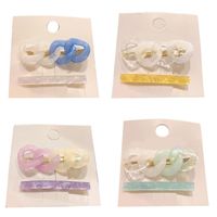 Wholesale Hair Accessories Pieces Resin Plastic Clips Set Simple Design Chain Shape Duckbill Frost Surface Trendy Head Accessory