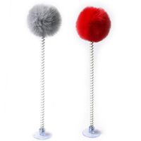 Wholesale Cat Toys Plastic Feather Funny Pom Ball Spring Bell Pet Products Bottom Sucker Elastic Cats Interactive