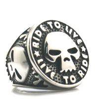 Wholesale Cluster Rings Size To Unisex L Stainless Steel Rider Live Live Ride Skull Biker Ring