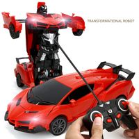 Wholesale 2In1 RC Car Transformation Robot Car Deformation RC Car Toy led Light Electric Sports Models Gift for Boy Toy