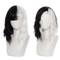 Wholesale Deville De Vil Cosplay Wigs Curly Half White Half Black Heat Resistant Synthetic Hair Peluca Role Play Wig Wig Cap