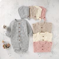 Wholesale Clothing Sets Born Baby Rompers Hats Clothes Outfits Autumn Winter Solid Cotton Knitted Toddler Infant Kids Bebes Knitwear Jumpsuits