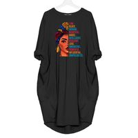 Wholesale Casual Dresses Plus Size XL Dress Women Cotton Fashion For Pocket I Am Black Woman Beatiful Letters Print Colors
