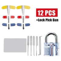 Wholesale 12Pcs Transparent Lock Unlock Tool Gasket Set Locksmith Supplies steel classic mini hook unlocking tools