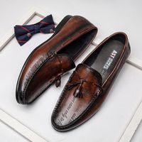Wholesale Dress Shoes Men s Fashion Summer Leather Casual All Kinds Of Korean English Letters Soft