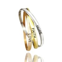 Wholesale Engraved FAITH HOPE LOVE Color Bangle Suit Stainless Steel Women mm Open Bracelets Jewelry Drop