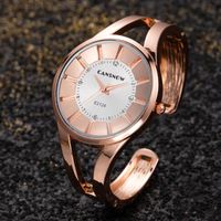 Wholesale Wristwatches Fashion Rose Gold Watch Women Quartz Movement Luxury Stainless Steel Bangle Bracelet Watches Lady Simple Clock