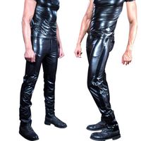 Wholesale Men s Pants Sexy Men Plus Size PVC Shiny Pencil Faux Leather Tight PU Glossy Punk Stage Erotic Lingerie Gay Wear