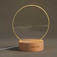 Wholesale Acrylic D LED Lamp Base set Night Light Stand Solid Wood Round Base Led Table Lamp Bedside Led Night Decorative Light H0922