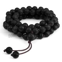 Wholesale 8mm Handmade Beads Strands Men Bracelet Classic Natural Black Lava Stone Necklace For Women Yoga Buddha Charm Mala Bracelet Jewelry Gift