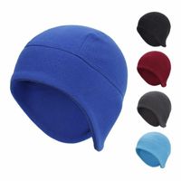 Wholesale Solid color winter sports cycling running cap hat Earflap velvet head ear warm ski skull cap Beanie for women men fashion will and sandy