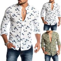 Wholesale Men s T Shirts Mens Floral Slim Fit Shirts Long Sleeve Casual Button Down Hawaiian Blouse Tops