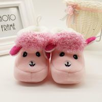Wholesale First Walkers Pair Winter Warm Baby Shoes Cartoon Alpaca Soft Bottom Non slip Boots Toddler Born Boys Girls Months