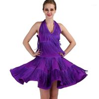 Wholesale Purple Fringe Latin Dance Competition Dresses Tango Dress Woman Girls Dancewear Costumes Girls1