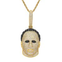 Wholesale 18K Gold Personalized Head Mask Fashion Necklace Solid Back Pendant Necklace Hip Hop Jewelry With Tennis Chain For Gift