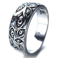 Wholesale Rings Male and female punk rings retro hip hop personality carved devil eyes Hippie hollow cross