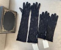 Wholesale Free Black Tulle Gloves For Ladies Designer Girls Letters Print Embroidered Lace Driving Mittens Women Ins Fashion Thin Party Glove Size