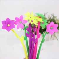Wholesale Ballpoint Pens PC Simulation Plant Flower Oil Pen Creative Office Stationery Flowers And Cute Soft Silicone For School