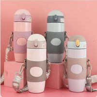 Wholesale Cute Thermos Cup Strap Teapot Cartoon Kettle Creative Student Large Capacity Bucket Stainless Steel Straw Pot Custom