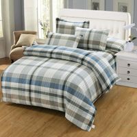 Wholesale 100 Cotton Grey color Stripe Plaid Bedding Set twin full King Queen single Size soft Bed set Bed sheet Duvet Cover Pillowcases