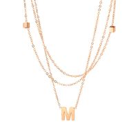 Wholesale Pendant Necklaces Fashion Rose Gold Letter M Pendants Women s Kpop Stainless Steel Layered Chains Jewelry Aesthetic Accessories Necklace