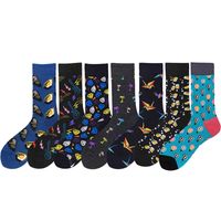 Wholesale Cotton personalized dign interting socks paper crane pattern guitar beer coconut tree breathable black and blue