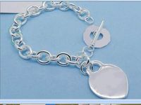 Wholesale 2021 shinny silver thick chain Charm Bracelets with heart stainless steel material unisex available IN STOCK high quality Luxury coming box and dust bag