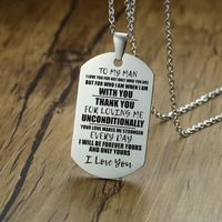 Wholesale To My Man Thank You For Loving Me Dog Tag Personalised Stainless Steel Pendant Necklace for Husband Boyfriend Gift