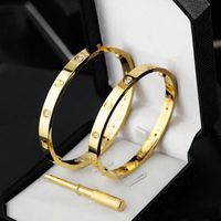 Wholesale 15 cm TiTitanium Bangles Bracelets For Lover Fashion Wristband Wedding Bangle Rose Gold Thanksgiving Day Bracelet no box