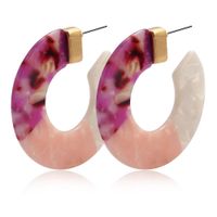 Wholesale Retro Three color Splice Round Earring Women Acrylic Resin Oversize Circle Statement Hoop Earrings Trendy Jewelry Accessory