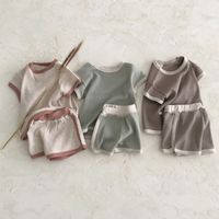 Wholesale INS Korean Australia Quality Baby Kids Clothing Sets Knitted Summer Tops with Shorts pieces Outfits