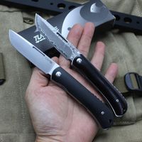 Wholesale High Quality Tunafire Folding Knife Damascus D2 Blade Ebony Handle EDC Pocket Knives Camping Outdoor Hunting Hiking Kitchen Peel Tool