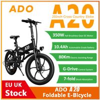 Wholesale EU UK Stock NO Tax ADO A20 Foldable Electric Bicycle Inche Tire E bike W DC Motor km h Removable Battery Mountain Bike