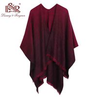 Wholesale Fashion Stole Cashmere Knitted Poncho Wraps Pashmina Women Winter Scarf Striped Tassel Sweater Warm Shawl Scarves for Ladies