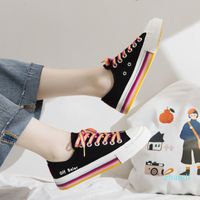 Wholesale Beier rainbow canvas shoes women s fashion shoes autumn new Korean version small white shoes student s all in one tennis red board