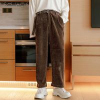 Wholesale Men s Pants Men Corduroy Joggers Lace Up Solid Color Pockets Retro Casual Trousers Streetwear Leisure Pantalon S XL INCERUN