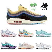 Wholesale Sean Wotherspoon Running Shoes Volt and Rush Pink Midnight Navy White Ice Silver Bullet Cork Obsidian MSCHF x INRI Jesus Womens Mens Sneakers Trainers